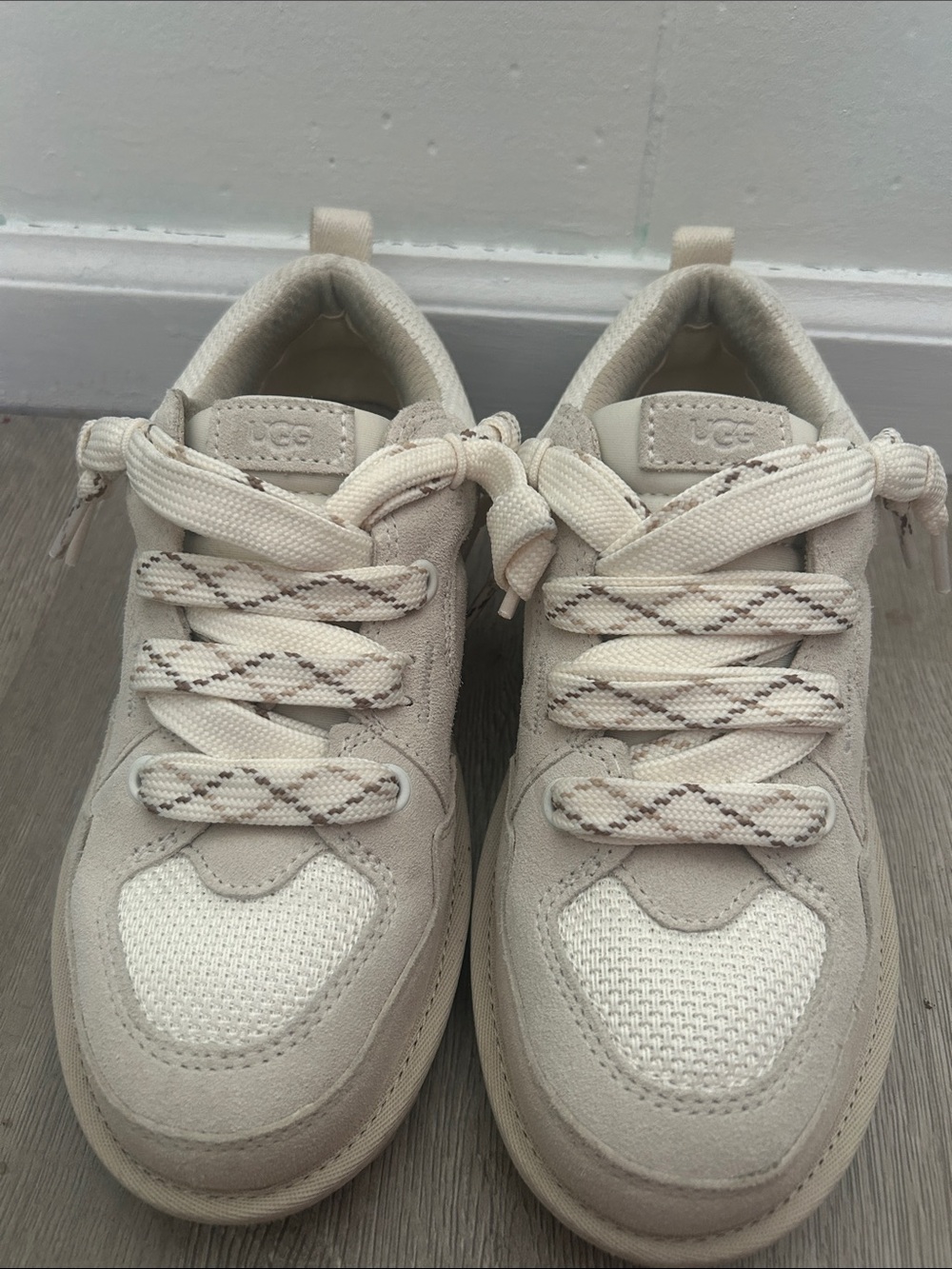 UGG Neutral Cream & Beige Lace-Up Sneakers